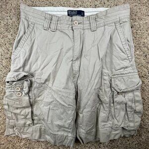 Polo Ralph Lauren Shorts Men’s Adult Cotton Size 33 Cargo Shorts Pockets Beige